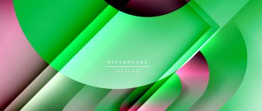 Çizgiler ve modern formlarla vektör geometrik arkaplan. Soyut yuvarlak şekiller, gölge ve ışık efektleri ile akışkan eğimli