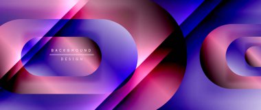 Çizgiler ve modern formlarla vektör geometrik arkaplan. Soyut yuvarlak şekiller, gölge ve ışık efektleri ile akışkan eğimli