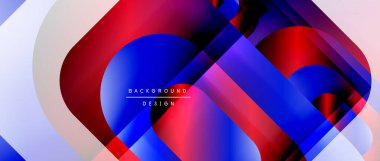 Çizgiler ve modern formlarla vektör geometrik arkaplan. Soyut yuvarlak şekiller, gölge ve ışık efektleri ile akışkan eğimli