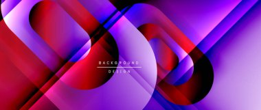 Çizgiler ve modern formlarla vektör geometrik arkaplan. Soyut yuvarlak şekiller, gölge ve ışık efektleri ile akışkan eğimli