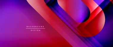 Çizgiler ve modern formlarla vektör geometrik arkaplan. Soyut yuvarlak şekiller, gölge ve ışık efektleri ile akışkan eğimli