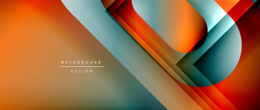 Çizgiler ve modern formlarla vektör geometrik arkaplan. Soyut yuvarlak şekiller, gölge ve ışık efektleri ile akışkan eğimli