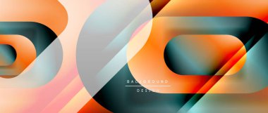 Çizgiler ve modern formlarla vektör geometrik arkaplan. Soyut yuvarlak şekiller, gölge ve ışık efektleri ile akışkan eğimli