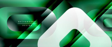 Çizgiler ve modern formlarla vektör geometrik arkaplan. Soyut yuvarlak şekiller, gölge ve ışık efektleri ile akışkan eğimli