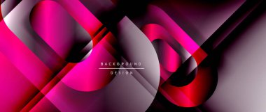 Çizgiler ve modern formlarla vektör geometrik arkaplan. Soyut yuvarlak şekiller, gölge ve ışık efektleri ile akışkan eğimli