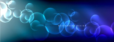Vektör soyut arka plan sıvı baloncuk daireleri, gölgeler ve ışık efektleri ile sıvı gradyan. Metin için parlak tasarım şablonları