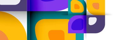 Soyut yuvarlak şekiller ve gölge efektleri tekrarlanan vektör modern geometrik arkaplan kümesi