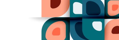 Soyut yuvarlak şekiller ve gölge efektleri tekrarlanan vektör modern geometrik arkaplan kümesi