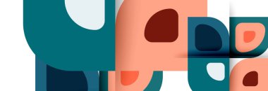 Soyut yuvarlak şekiller ve gölge efektleri tekrarlanan vektör modern geometrik arkaplan kümesi