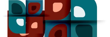 Soyut yuvarlak şekiller ve gölge efektleri tekrarlanan vektör modern geometrik arkaplan kümesi