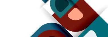 Soyut yuvarlak şekiller ve gölge efektleri tekrarlanan vektör modern geometrik arkaplan kümesi