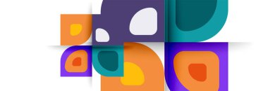 Soyut yuvarlak şekiller ve gölge efektleri tekrarlanan vektör modern geometrik arkaplan kümesi