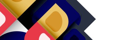 Soyut yuvarlak şekiller ve gölge efektleri tekrarlanan vektör modern geometrik arkaplan kümesi