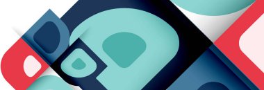 Soyut yuvarlak şekiller ve gölge efektleri tekrarlanan vektör modern geometrik arkaplan kümesi