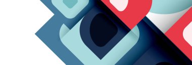 Soyut yuvarlak şekiller ve gölge efektleri tekrarlanan vektör modern geometrik arkaplan kümesi