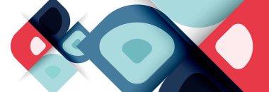 Soyut yuvarlak şekiller ve gölge efektleri tekrarlanan vektör modern geometrik arkaplan kümesi