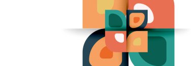 Soyut yuvarlak şekiller ve gölge efektleri tekrarlanan vektör modern geometrik arkaplan kümesi