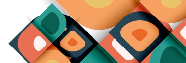 Soyut yuvarlak şekiller ve gölge efektleri tekrarlanan vektör modern geometrik arkaplan kümesi