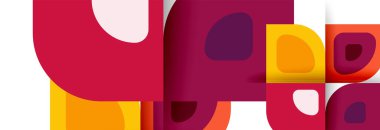 Soyut yuvarlak şekiller ve gölge efektleri tekrarlanan vektör modern geometrik arkaplan kümesi