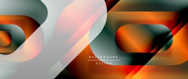 Çizgiler ve modern formlarla vektör geometrik arkaplan. Soyut yuvarlak şekiller, gölge ve ışık efektleri ile akışkan eğimli