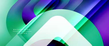 Çizgiler ve modern formlarla vektör geometrik arkaplan. Soyut yuvarlak şekiller, gölge ve ışık efektleri ile akışkan eğimli