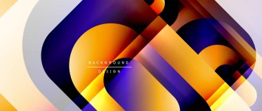 Çizgiler ve modern formlarla vektör geometrik arkaplan. Soyut yuvarlak şekiller, gölge ve ışık efektleri ile akışkan eğimli