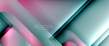 Çizgiler ve modern formlarla vektör geometrik arkaplan. Soyut yuvarlak şekiller, gölge ve ışık efektleri ile akışkan eğimli