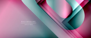 Çizgiler ve modern formlarla vektör geometrik arkaplan. Soyut yuvarlak şekiller, gölge ve ışık efektleri ile akışkan eğimli