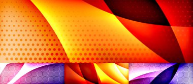 Parlak neon dalgaları soyut arkaplan seti