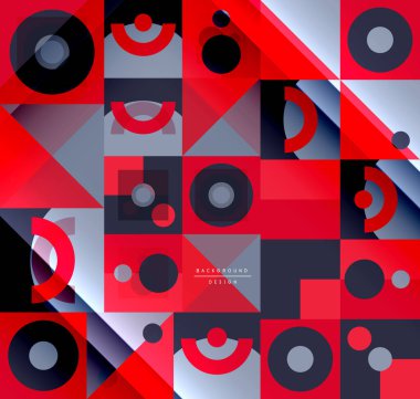 Neo memphis geometrik deseni daireler, kareler ve çizgilerle. Kapaklar, afişler, el ilanları ve posterler ve diğer şablonlar için pop sanatları soyut arka plan