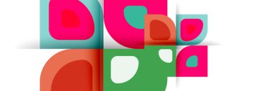 Soyut yuvarlak şekiller ve gölge efektleri tekrarlanan vektör modern geometrik arkaplan kümesi