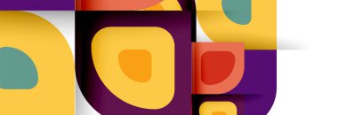 Soyut yuvarlak şekiller ve gölge efektleri tekrarlanan vektör modern geometrik arkaplan kümesi