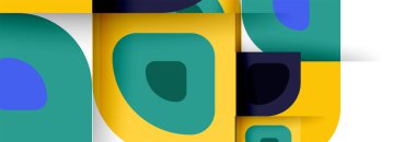 Soyut yuvarlak şekiller ve gölge efektleri tekrarlanan vektör modern geometrik arkaplan kümesi