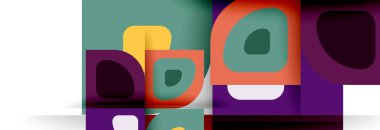 Soyut yuvarlak şekiller ve gölge efektleri tekrarlanan vektör modern geometrik arkaplan kümesi