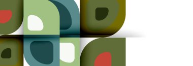 Soyut yuvarlak şekiller ve gölge efektleri tekrarlanan vektör modern geometrik arkaplan kümesi