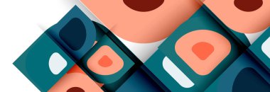 Soyut yuvarlak şekiller ve gölge efektleri tekrarlanan vektör modern geometrik arkaplan kümesi