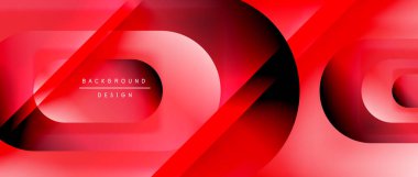 Çizgiler ve modern formlarla vektör geometrik arkaplan. Soyut yuvarlak şekiller, gölge ve ışık efektleri ile akışkan eğimli