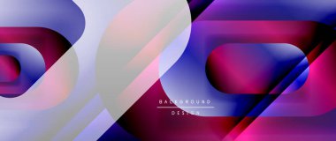 Çizgiler ve modern formlarla vektör geometrik arkaplan. Soyut yuvarlak şekiller, gölge ve ışık efektleri ile akışkan eğimli