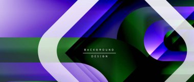 Çizgiler ve modern formlarla vektör geometrik arkaplan. Soyut yuvarlak şekiller, gölge ve ışık efektleri ile akışkan eğimli