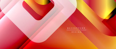 Çizgiler ve modern formlarla vektör geometrik arkaplan. Soyut yuvarlak şekiller, gölge ve ışık efektleri ile akışkan eğimli