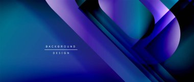 Çizgiler ve modern formlarla vektör geometrik arkaplan. Soyut yuvarlak şekiller, gölge ve ışık efektleri ile akışkan eğimli