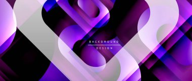 Çizgiler ve modern formlarla vektör geometrik arkaplan. Soyut yuvarlak şekiller, gölge ve ışık efektleri ile akışkan eğimli