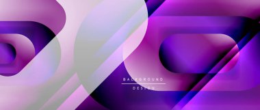 Çizgiler ve modern formlarla vektör geometrik arkaplan. Soyut yuvarlak şekiller, gölge ve ışık efektleri ile akışkan eğimli