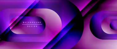 Çizgiler ve modern formlarla vektör geometrik arkaplan. Soyut yuvarlak şekiller, gölge ve ışık efektleri ile akışkan eğimli