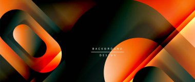 Çizgiler ve modern formlarla vektör geometrik arkaplan. Soyut yuvarlak şekiller, gölge ve ışık efektleri ile akışkan eğimli