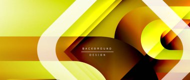 Çizgiler ve modern formlarla vektör geometrik arkaplan. Soyut yuvarlak şekiller, gölge ve ışık efektleri ile akışkan eğimli