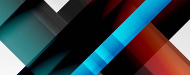 Gölge çizgileri, modern formlar, dikdörtgenler, kareler ve akışkan eğimlere sahip geometrik soyut arkaplanlar. Parlak renkli çizgiler serin arkaplanlar