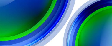 Çemberler ve baloncuklar soyut arka plan. Web pankartı, uygulama veya poster için sıvı yuvarlak şekiller