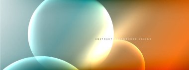 Vektör soyut arka plan sıvı baloncuk daireleri, gölgeler ve ışık efektleri ile sıvı gradyan. Metin için parlak tasarım şablonları