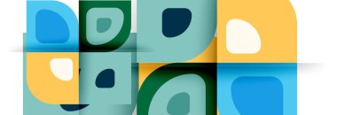 Soyut yuvarlak şekiller ve gölge efektleri tekrarlanan vektör modern geometrik arkaplan kümesi